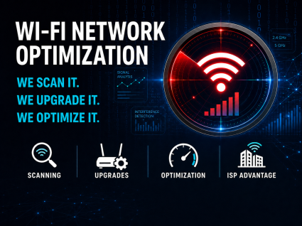 We diagnose weak Wi-Fi coverage, slow speeds, and interference in home and business Wi-Fi networks. Our experts scan the environment, recommend upgrades, optimize equipment, and settings to deliver stronger, faster, more reliable wireless performance!